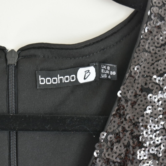 Sequin Frill Hem Midi Dress Black - Picture 6 of 6